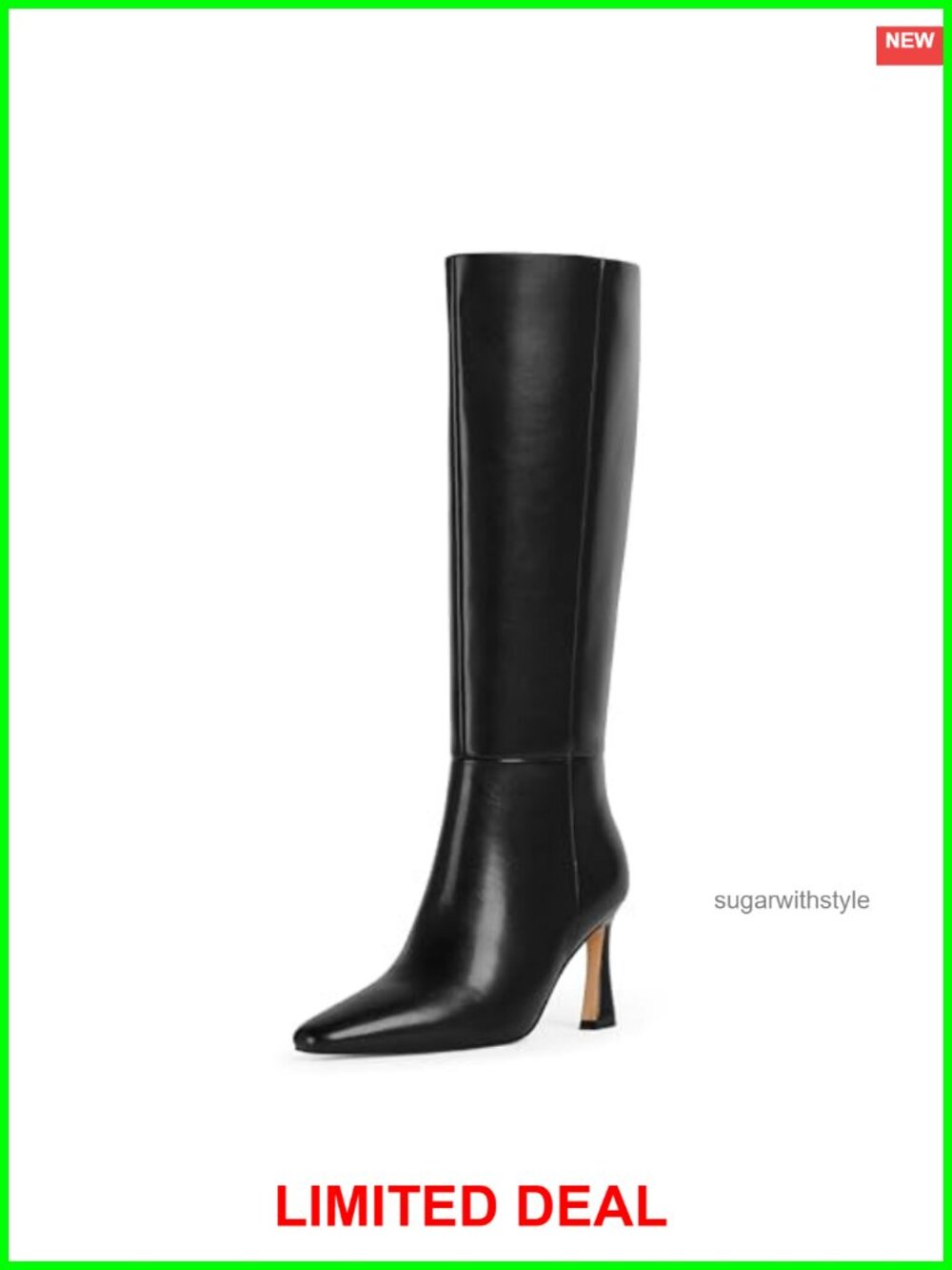 Knee High Boots Square Toe Stiletto Heel PU Leather Women's